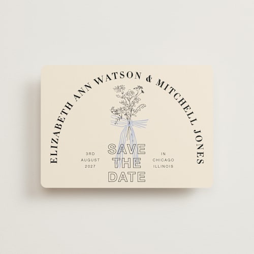 This is a daisy petite save the dates with standard by Baumbirdy called sealed printing on signature in petite