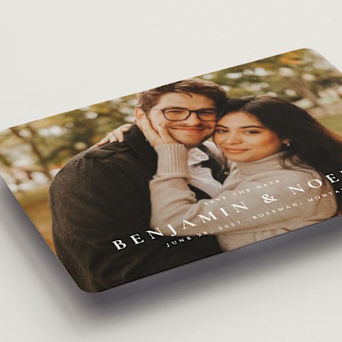This is a cloud save the date magnets with standard by Wildfield Paper Co called the classic printing on magnet paper in magnet
