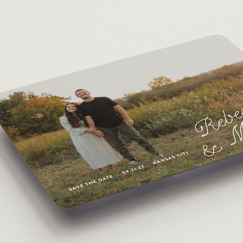 This is a quartz save the date magnets with standard by Paper Raven Co. called fairfield printing on magnet paper in magnet