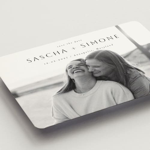 This is a downtown save the date magnets with standard by Ani Somi called happy sailing printing on magnet paper in magnet