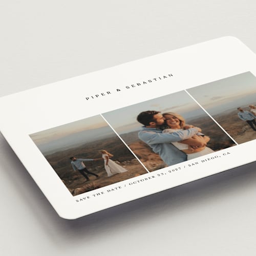 This is a linen save the date magnets with standard by Robert and Stella called trifold printing on magnet paper in magnet