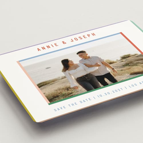This is a candy save the date magnets with standard by Kelly Watkins called color frame printing on magnet paper in magnet