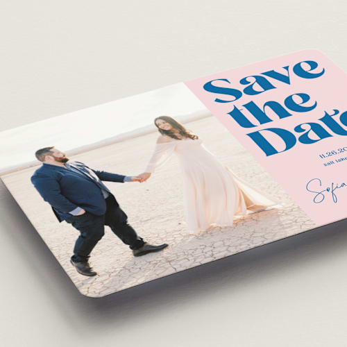 This is a petal save the date magnets with standard by Yaling Hou Suzuki called fun colors printing on magnet paper in magnet