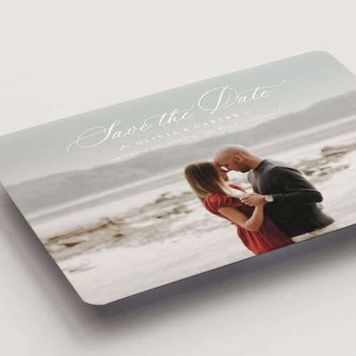 This is a cloud save the date magnets with standard by Ashlee Townsend called enchanted love printing on magnet paper in magnet