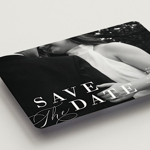 This is a cloud save the date magnets with standard by Ashley Rosenbaum called composition printing on magnet paper in magnet