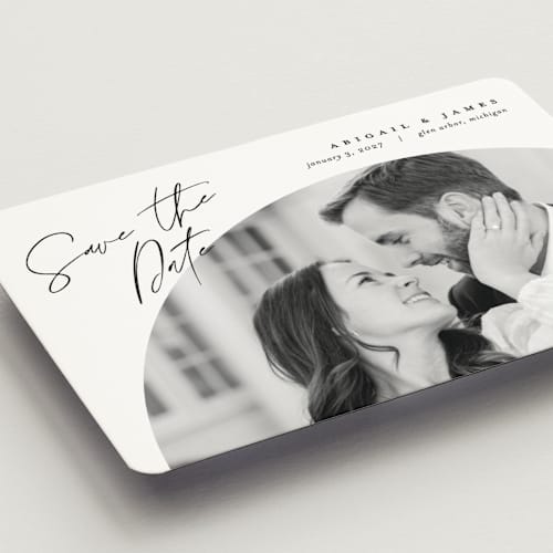 This is a snow save the date magnets with standard by Pixel and Hank called capture printing on magnet paper in magnet