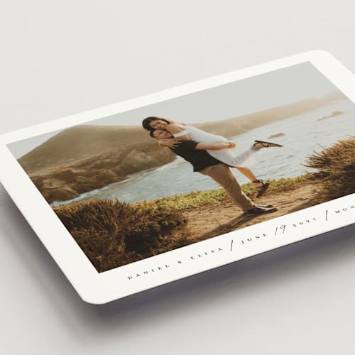 This is a blanc save the date magnets with standard by Faith Dorn called scripted date printing on magnet paper in magnet