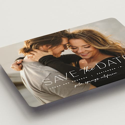 This is a lace save the date magnets with standard by Carly Reed Walker called canele printing on magnet paper in magnet