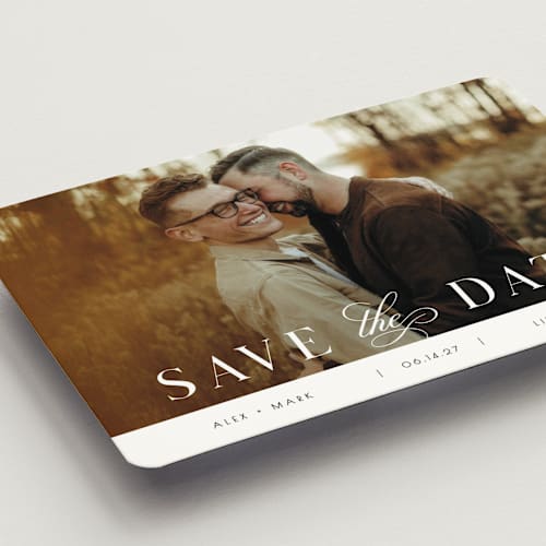 This is a lily save the date magnets with standard by Christy Hy Lee called simple space printing on magnet paper in magnet