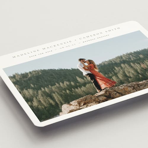 This is a eucalyptus save the date magnets with standard by Wildfield Paper Co called lake printing on magnet paper in magnet