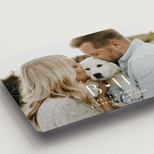 This is a quartz save the date magnets with standard by Kristie Kern called bella printing on magnet paper in magnet
