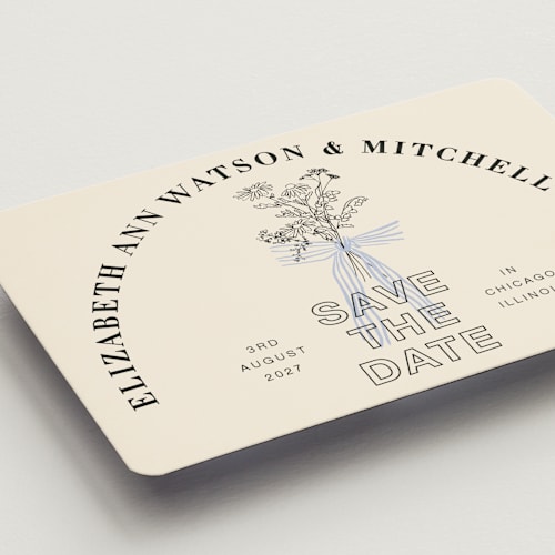 This is a daisy save the date magnets with standard by Baumbirdy called sealed printing on magnet paper in magnet