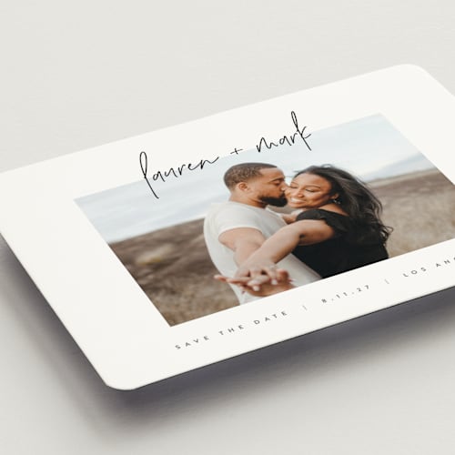 This is a night save the date magnets with standard by JoAnn Jinks called simply script printing on magnet paper in magnet