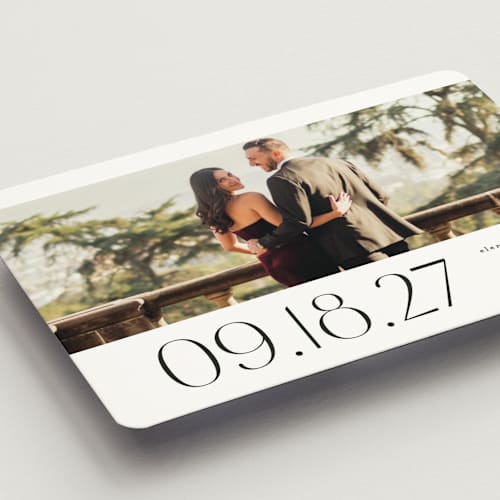 This is a tux save the date magnets with standard by Lea Delaveris called heights printing on magnet paper in magnet