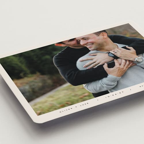 This is a caviar save the date magnets with standard by Kristie Kern called oliver printing on magnet paper in magnet