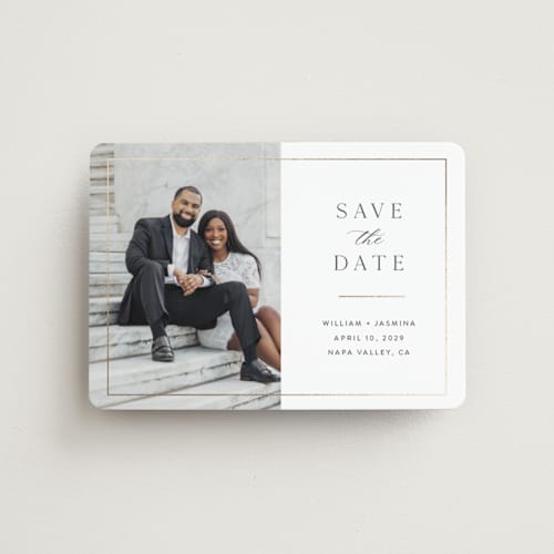 This is a cloud save the date magnets with foil pressed by Christie Garcia called classico printing on magnet paper in magnet
