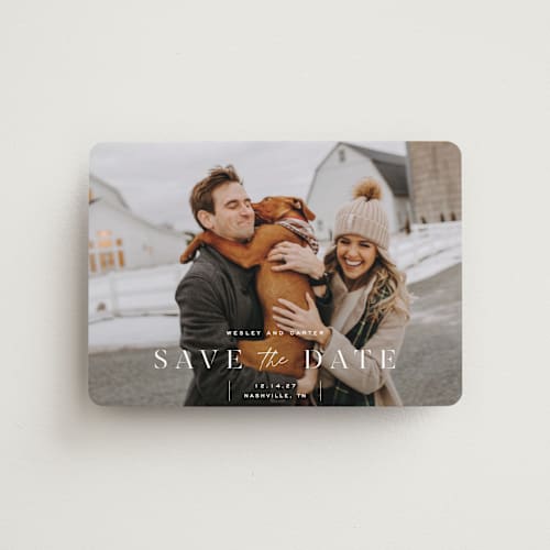 This is a cloud save the date magnets with standard by Sara Hicks Malone called modern stencil printing on magnet paper in magnet