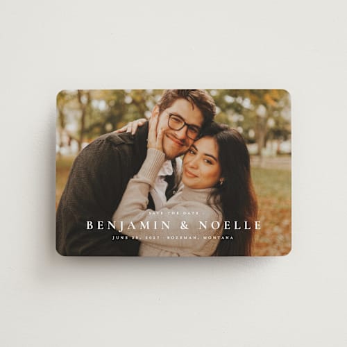 This is a cloud save the date magnets with standard by Wildfield Paper Co called the classic printing on magnet paper in magnet