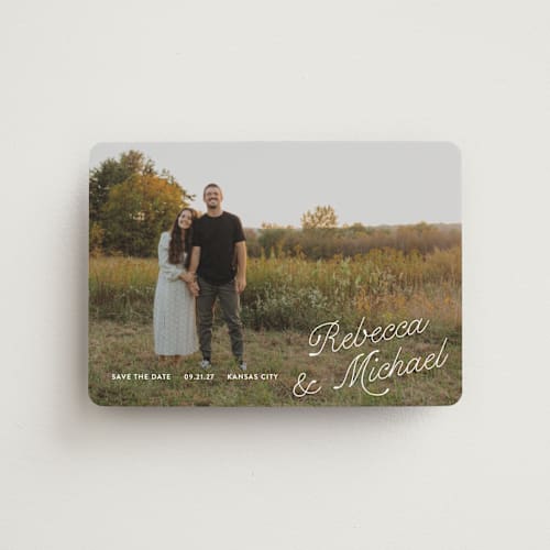 This is a quartz save the date magnets with standard by Paper Raven Co. called fairfield printing on magnet paper in magnet