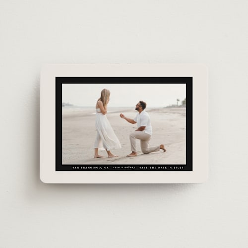 This is a buttercream save the date magnets with standard by Lori Wemple called most minimal printing on magnet paper in magnet
