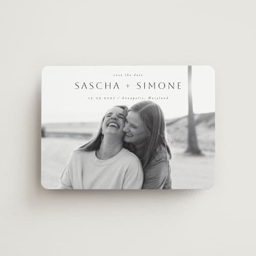 This is a downtown save the date magnets with standard by Ani Somi called happy sailing printing on magnet paper in magnet