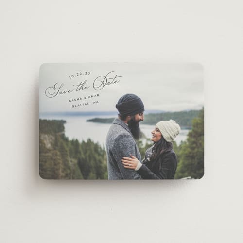 This is a smoke save the date magnets with standard by Morgan Kendall called stamp printing on magnet paper in magnet