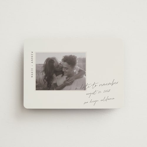 This is a truffle save the date magnets with standard by Vera Lim called offset printing on magnet paper in magnet