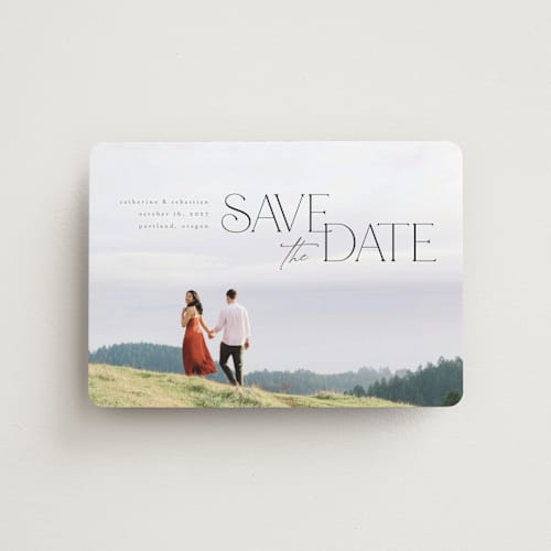 This is a galaxy save the date magnets with standard by Orasie called hand in hand printing on magnet paper in magnet