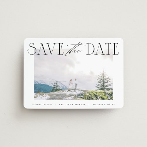 This is a onyx save the date magnets with standard by Pixel and Hank called daydreamer printing on magnet paper in magnet
