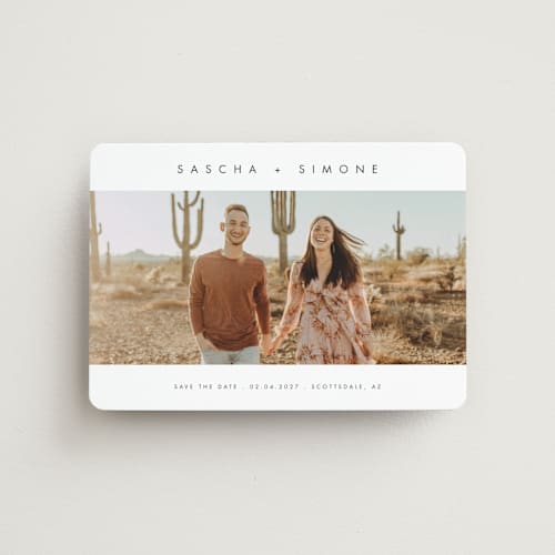 This is a cotton save the date magnets with standard by Ani Somi called simply so printing on magnet paper in magnet