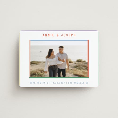 This is a candy save the date magnets with standard by Kelly Watkins called color frame printing on magnet paper in magnet
