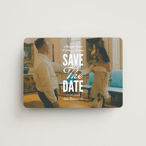 This is a lily save the date magnets with standard by Owl and Toad called full page printing on magnet paper in magnet