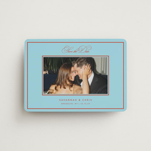 This is a sky save the date magnets with standard by Kelly Watkins called vivid printing on magnet paper in magnet