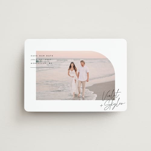This is a silk save the date magnets with standard by Kelly Schmidt called small corner printing on magnet paper in magnet