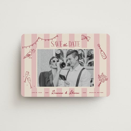 This is a rose save the date magnets with standard by Jennifer Lew called thompson printing on magnet paper in magnet