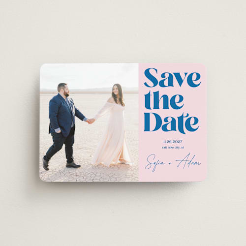 This is a petal save the date magnets with standard by Yaling Hou Suzuki called fun colors printing on magnet paper in magnet