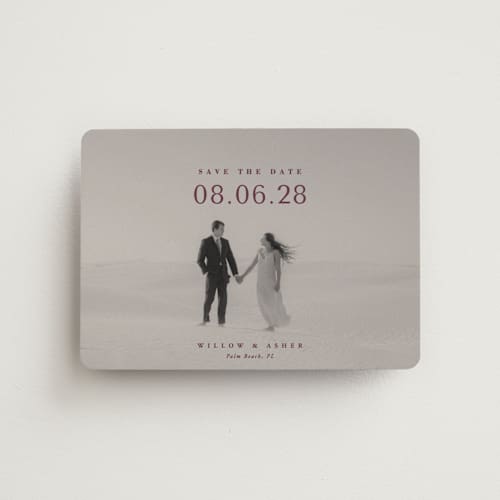 This is a mulberry save the date magnets with standard by Lucrecia Caporale called classic big date printing on magnet paper in magnet