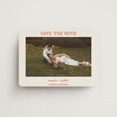 This is a hibiscus save the date magnets with standard by Stephanie Heinrich Godbout called modern outline printing on magnet paper in magnet