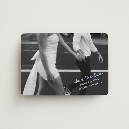 This is a sky save the date magnets with standard by Jelena Vuletic called imprint printing on magnet paper in magnet