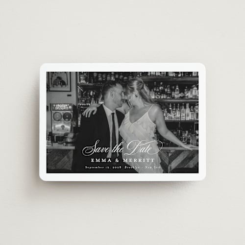 This is a ivory save the date magnets with standard by Benita Crandall called the classic printing on magnet paper in magnet