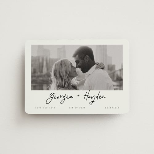 This is a ivory save the date magnets with standard by Susan Brown called nashville printing on magnet paper in magnet