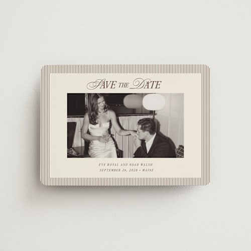 This is a maroon save the date magnets with standard by Pati Cascino called sienna printing on magnet paper in magnet