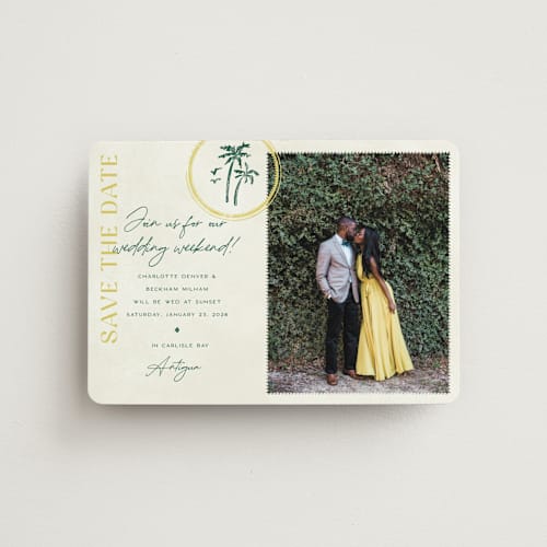 This is a island citrus save the date magnets with standard by Pixel and Hank called coastal drift printing on magnet paper in magnet