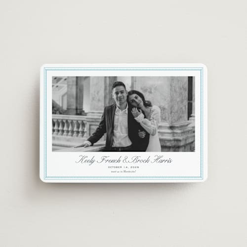 This is a ocean save the date magnets with standard by Megan Davis called proper printing on magnet paper in magnet