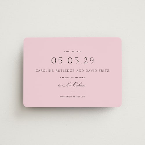 This is a peony save the date magnets with standard by Megan Davis called nola printing on magnet paper in magnet