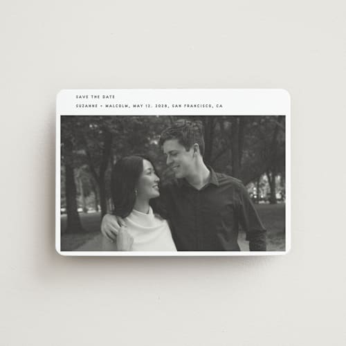 This is a fog save the date magnets with standard by Sumak Studio called simple printing on magnet paper in magnet