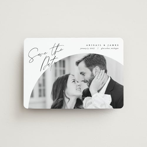 This is a snow save the date magnets with standard by Pixel and Hank called capture printing on magnet paper in magnet