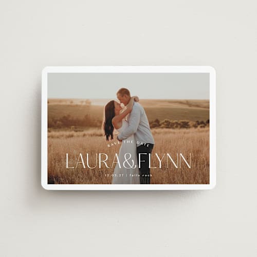 This is a cloud save the date magnets with standard by chocomocacino called nocciola printing on magnet paper in magnet