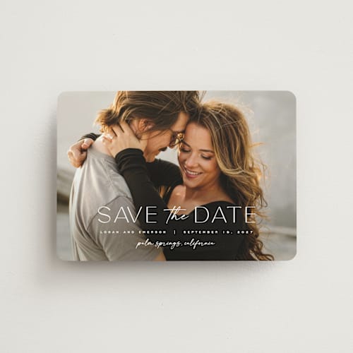 This is a lace save the date magnets with standard by Carly Reed Walker called canele printing on magnet paper in magnet