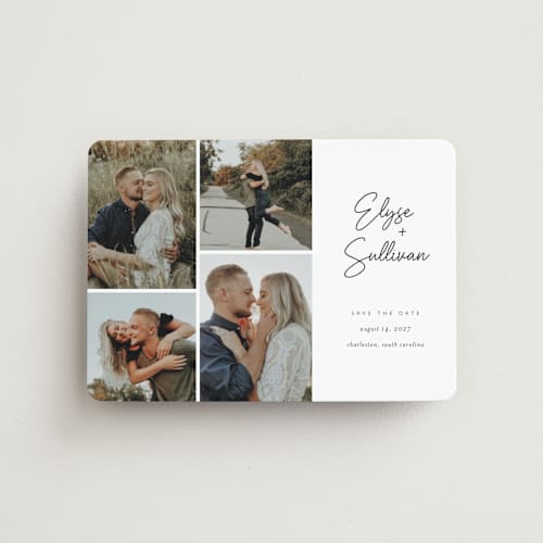 This is a sugar save the date magnets with standard by Jessica Williams called bookmarked printing on magnet paper in magnet